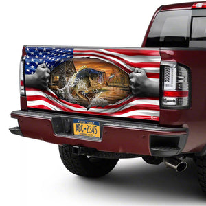 Bass Fishing American Truck Tailgate Decal Sticker Wrap Tailgate Wrap Decals For Trucks