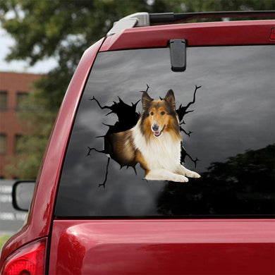 [ld1346-snf-lad]-rough-collie-crack-car-sticker-dogs-lover