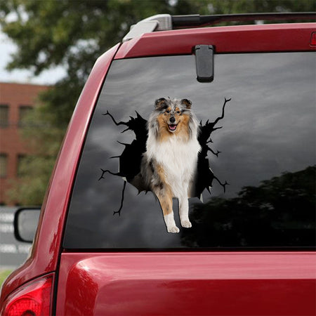[ld1349-snf-lad]-rough-collie-crack-car-sticker-dogs-lover