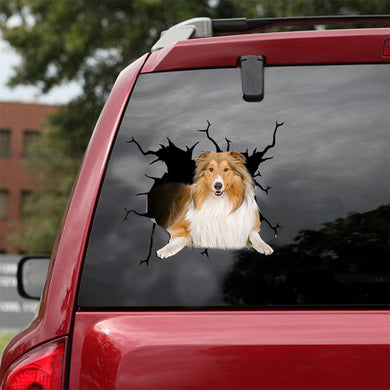 [ld1350-snf-lad]-rough-collie-crack-car-sticker-dogs-lover