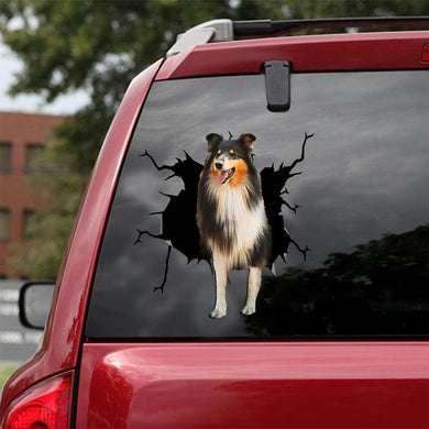 [ld1351-snf-lad]-rough-collie-crack-car-sticker-dogs-lover