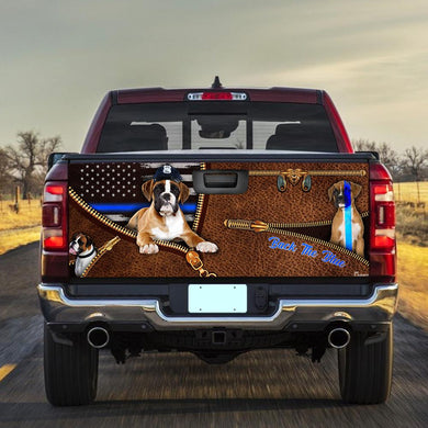 Boxer Back The Blue 3d Zipper truck Tailgate Decal Sticker Wrap Tailgate Wrap Decals For Trucks