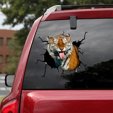 [sk1463-snf-lad]-tiger-crack-car-sticker-hunting-lover