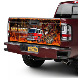 Back The Red Firefighter truck Tailgate Decal Sticker Wrap Tailgate Wrap Decals For Trucks