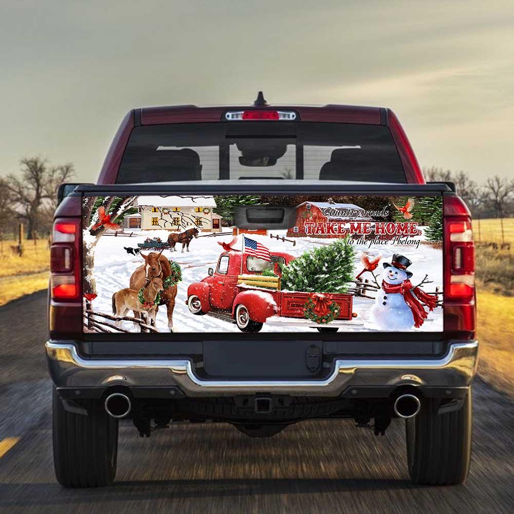 Country Roads Take Me Home Christmas truck Tailgate Decal Sticker Wrap Tailgate Wrap Decals For Trucks