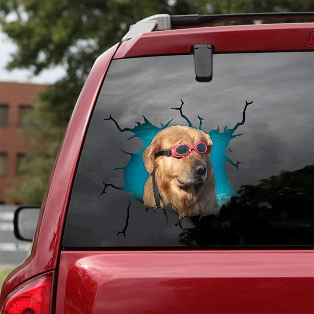 [sk0430-snf-tpa] Dogs Crack Car Sticker dogs Lover - Camellia Print