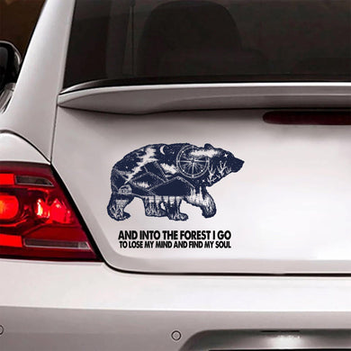 [sk0294-snf-tpa] Bears Into the forest car Sticker animal Lover - Camellia Print