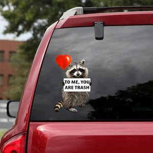 [sk0279-snf-tpa] To me, you are trash, raccoon Car Sticker Lover - Camellia Print