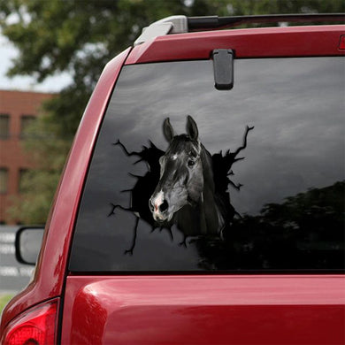 [th0044-snf-tpa]-black-horse-crack-car-sticker-horse-lover