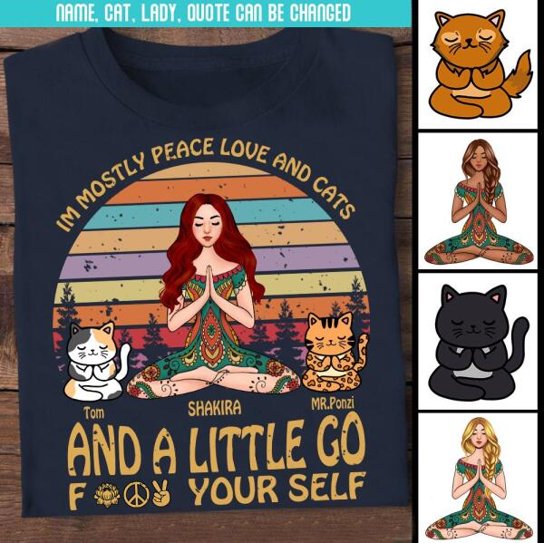 [LD1852-ds-lad] Cat yoga Customized t-shirt