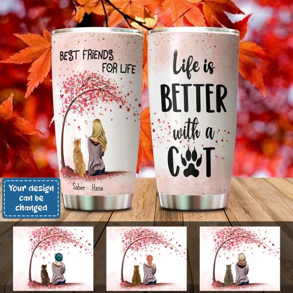 [TH0961-ds-tnt] Best friend for life Customized Tumbler Cat lovers