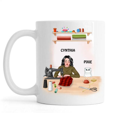 Cat Sewing Personalized Mug