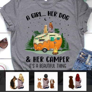 [PQ0311-ds-tnt] Her dogs and her camper Customized All type shirts Camping Lovers Plus size