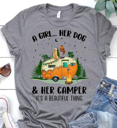 [PQ0311-ds-tnt] Her dogs and her camper Customized All type shirts Camping Lovers Plus size