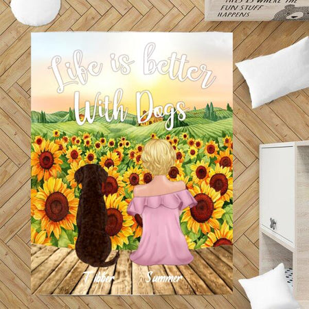 Life Is Better With Dogs Customized Fleece Blanket Dog Lovers