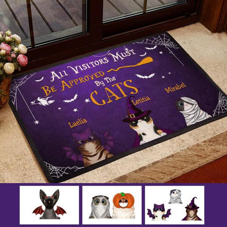 All Visitors Must Be Approved By The Cats Customized Doormat Halloween Lovers Cat Lovers