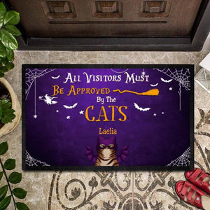 All Visitors Must Be Approved By The Cats Customized Doormat Halloween Lovers Cat Lovers