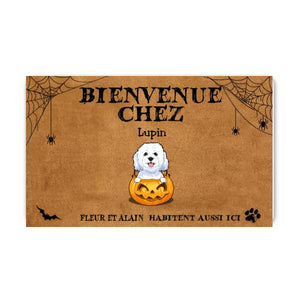 Bienvenue Chez Habitent Ausi Ici Customized Doormat Halloween Lovers Dog Lovers
