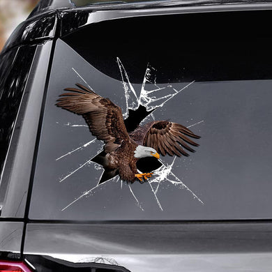 [ld1745-snf-lad]-eagle-crack-car-sticker-bird-lovers