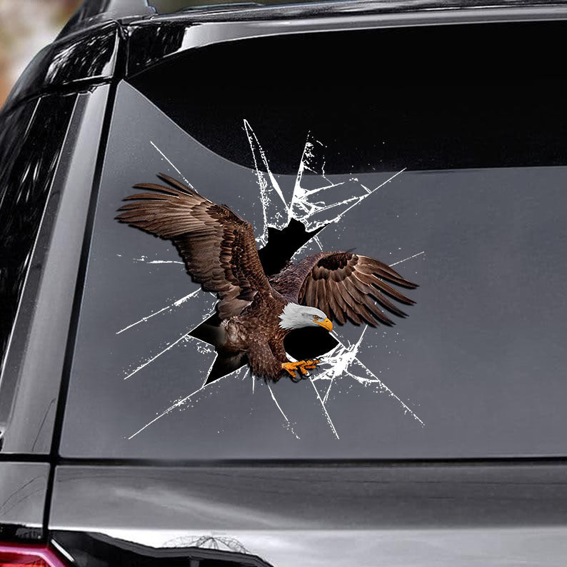 [ld1745-snf-lad]-eagle-crack-car-sticker-bird-lovers