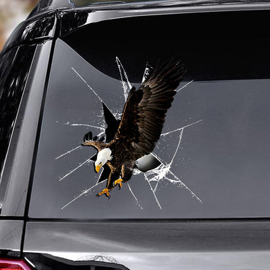 [ld1747-snf-lad]-eagle-crack-car-sticker-bird-lovers