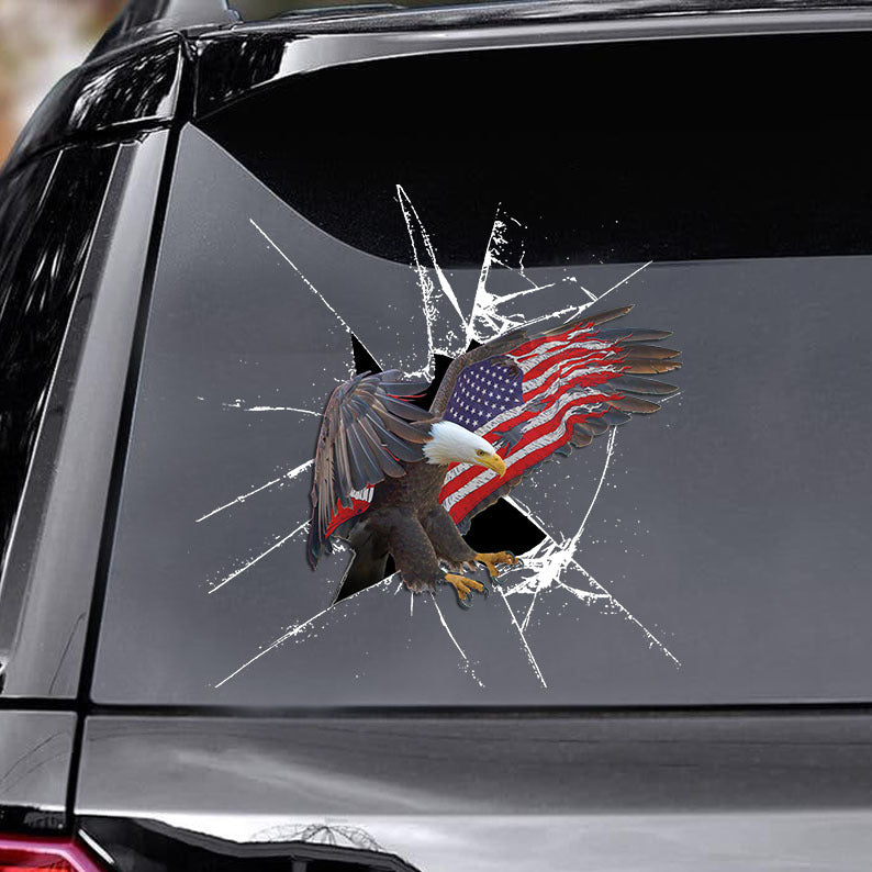 [ld1750-snf-lad]-eagle-crack-car-sticker-bird-lovers