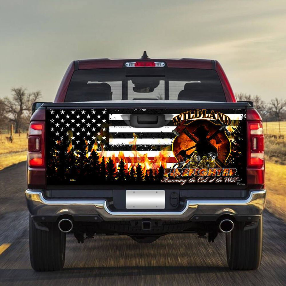 Wildland Firefighter truck Tailgate Decal Sticker Wrap Tailgate Wrap Decals For Trucks
