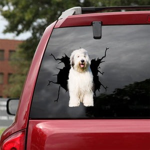 [ld1411-snf-lad]-old-english-sheepdog-crack-car-sticker-dogs-lover
