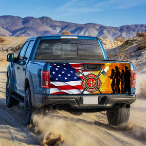 American Us Firefighter truck Tailgate Decal Sticker Wrap Tailgate Wrap Decals For Trucks