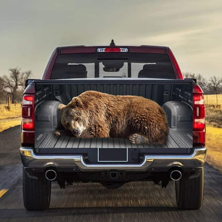 Bear Sleeping Funny Graphic Art Tailgate Wrap Decal Camping Tailgate Sticker For Trucks