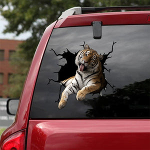 [sk1464-snf-lad]-tiger-crack-car-sticker-hunting-lover