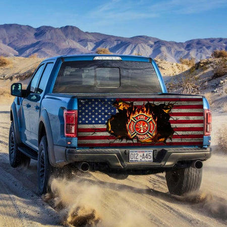 Firefighter American truck Tailgate Decal Sticker Wrap Tailgate Wrap Decals For Trucks