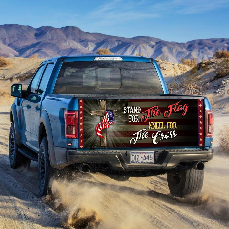 Stand For The Flag Kneel For The Cross truck Tailgate Decal Sticker Wrap Tailgate Wrap Decals For Trucks