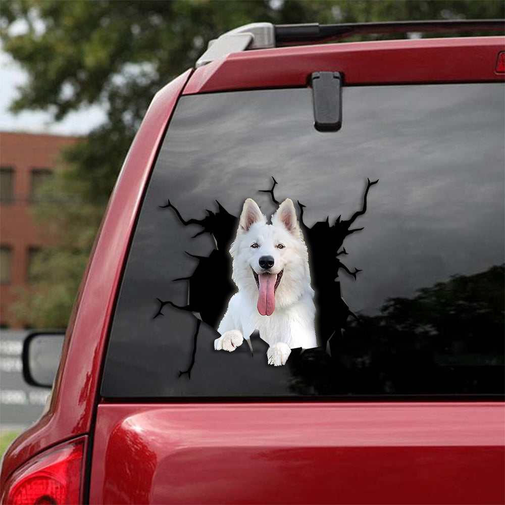 [sk1014-snf-tpa]-white-german-sherpherd-crack-sticker-dogs-lover