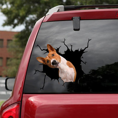 [sk0958-snf-lad]-basenji-crack-sticker-dogs-lover
