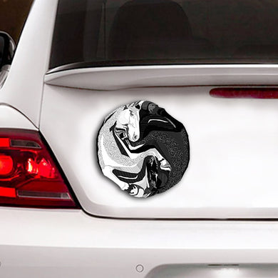 [sk0969-snf-lad]-horse-crack-sticker-animals-lover