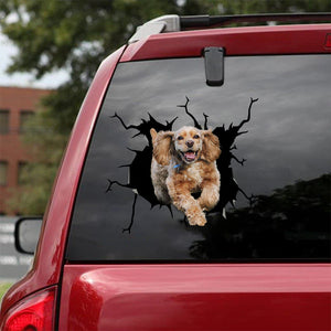 [bv0040-snf-lad]-cocker-spaniel--crack-car-sticker-dogs-lover