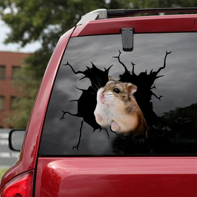 [ld0109-snf-lad]-hamster-crack-car-sticker-animals-lover