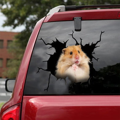 [ld0111-snf-lad]-hamster-crack-car-sticker-animals-lover