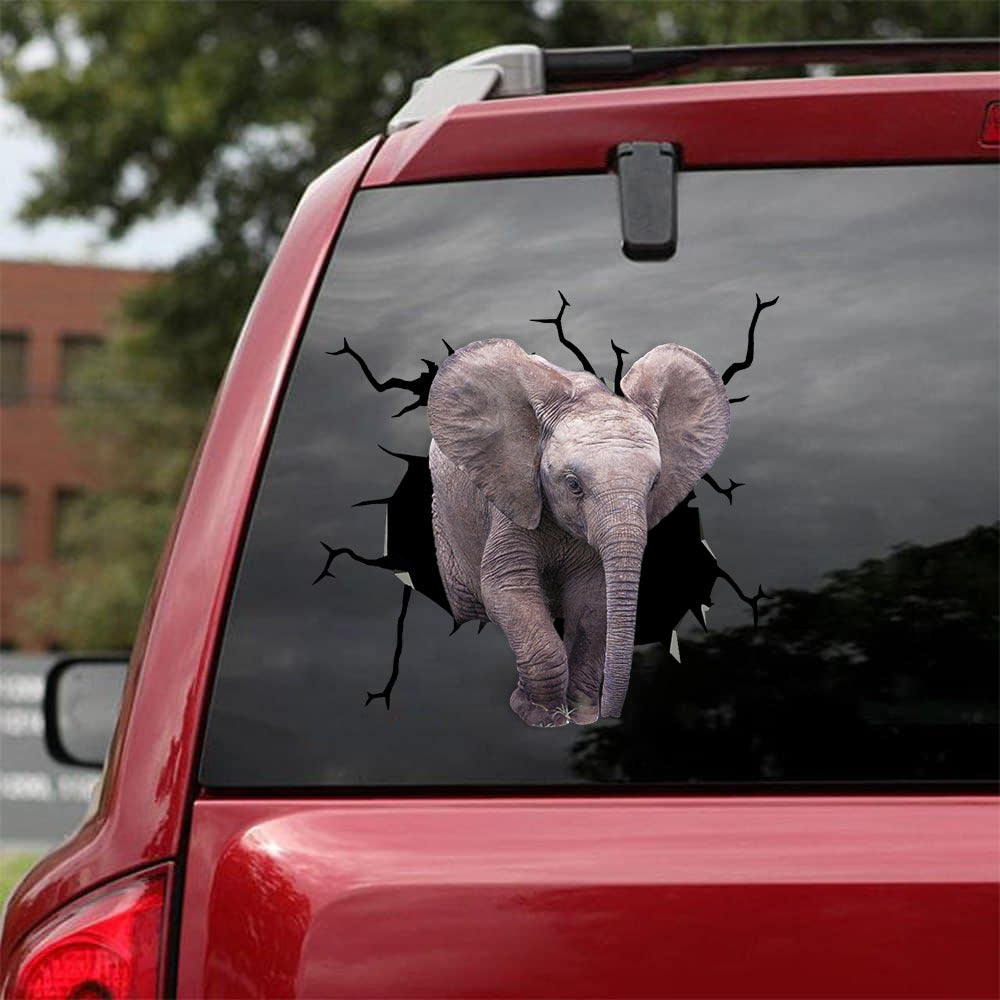 [bv0046-snf-tpa]-elephant-crack-car-sticker-animals-lover