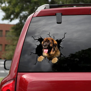 [ld1401-snf-lad]-leonberger-crack-car-sticker-Dogs-lover