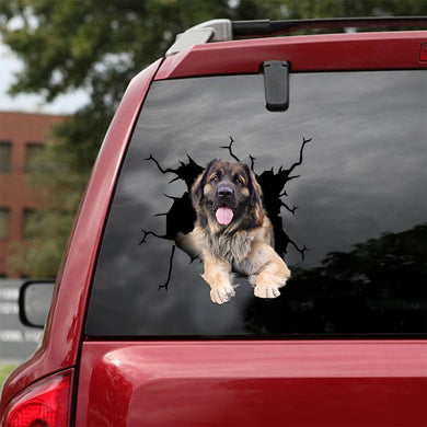 [ld1402-snf-lad]-leonberger-crack-car-sticker-Dogs-lover