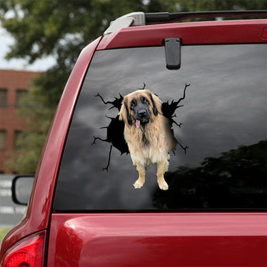 [ld1404-snf-lad]-leonberger-crack-car-sticker-Dogs-lover