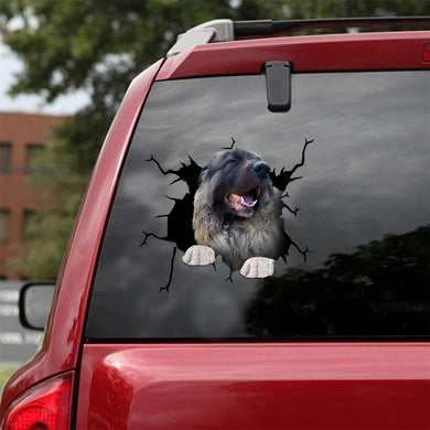 [ld1405-snf-lad]-leonberger-crack-car-sticker-Dogs-lover