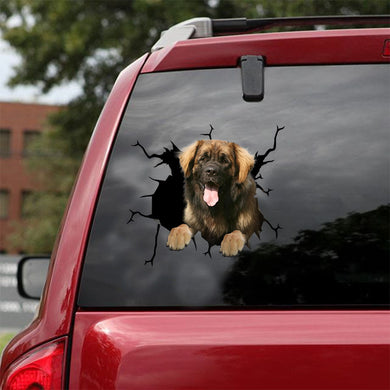 [ld1406-snf-lad]-leonberger-crack-car-sticker-Dogs-lover