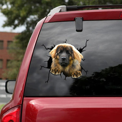 [ld1407-snf-lad]-leonberger-crack-car-sticker-Dogs-lover