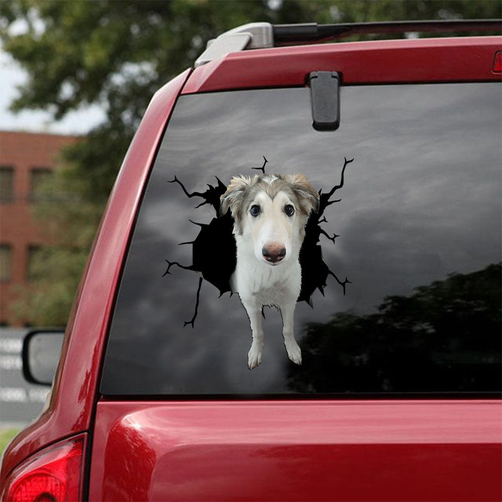 [ld1428-snf-lad]-borzois-crack-car-sticker-dogs-lover