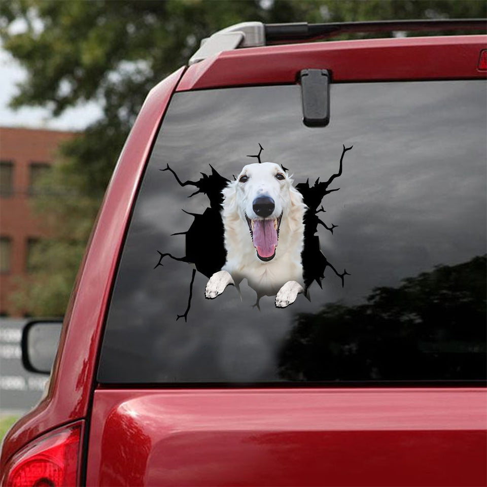 [ld1429-snf-lad]-borzois-crack-car-sticker-dogs-lover