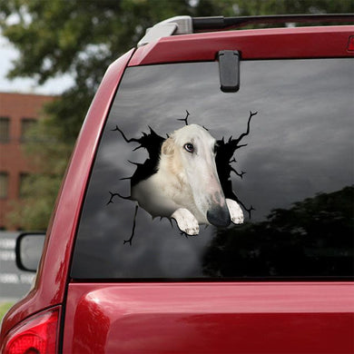 [ld1434-snf-lad]-borzois-crack-car-sticker-dogs-lover