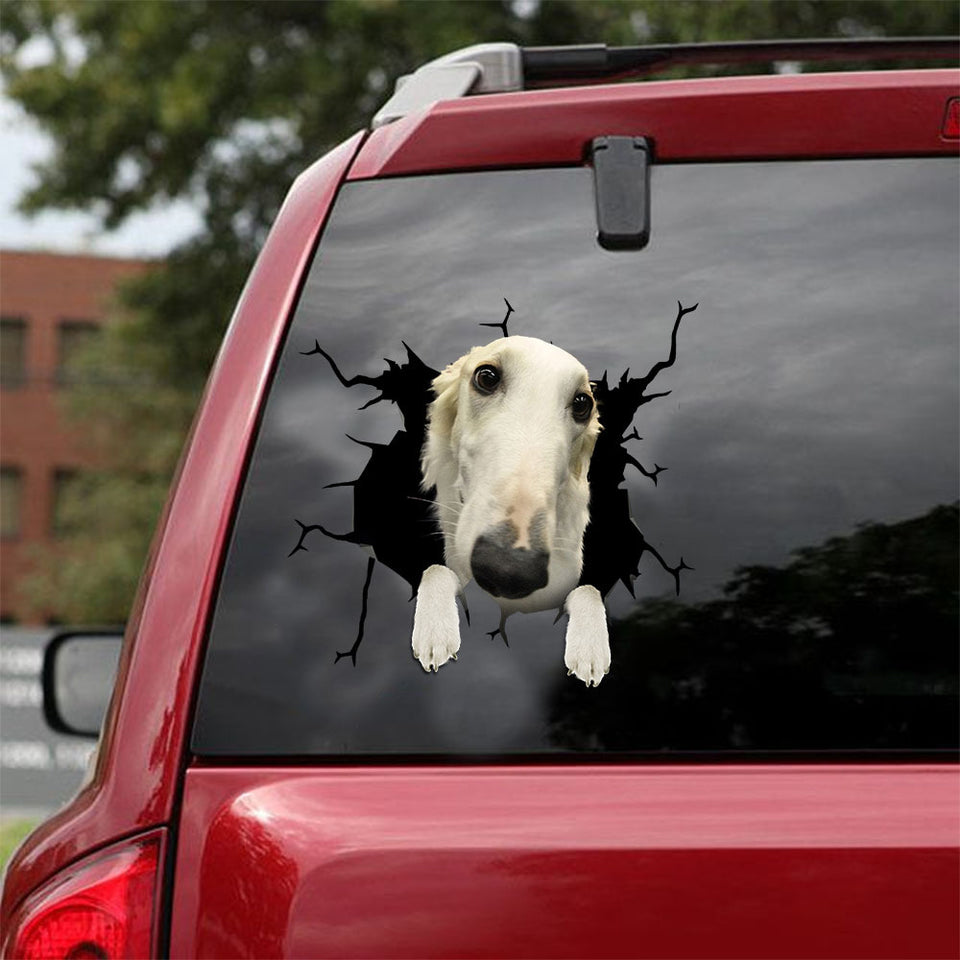 [ld1435-snf-lad]-borzois-crack-car-sticker-dogs-lover